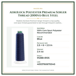 Product Specifications – AeroLock Polyester Premium Serger Thread 2000yd Blue Steel