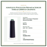 Product Specifications – AeroLock Polyester Premium Serger Thread 2000yd Graphite