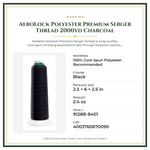 Product Specifications – AeroLock Polyester Premium Serger Thread 2000yd Charcoal