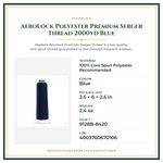 Product Specifications – AeroLock Polyester Premium Serger Thread 2000yd Blue