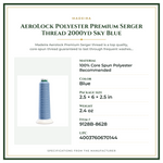 Product Specifications – AeroLock Polyester Premium Serger Thread 2000yd Sky Blue