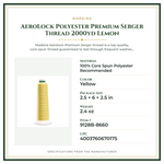 Product Specifications – AeroLock Polyester Premium Serger Thread 2000yd Lemon