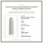 Product Specifications – AeroLock Polyester Premium Serger Thread 2000yd Silver