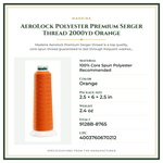 Product Specifications – AeroLock Polyester Premium Serger Thread 2000yd Orange