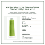Product Specifications – AeroLock Polyester Premium Serger Thread 2000yd Sour Apple
