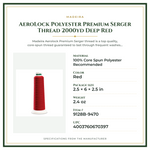 Product Specifications – AeroLock Polyester Premium Serger Thread 2000yd Deep Red