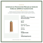 Product Specifications – AeroLock Polyester Premium Serger Thread 2000yd Sandstone