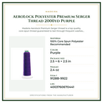Product Specifications – AeroLock Polyester Premium Serger Thread 2000yd Purple