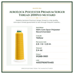 Product Specifications – AeroLock Polyester Premium Serger Thread 2000yd Mustard