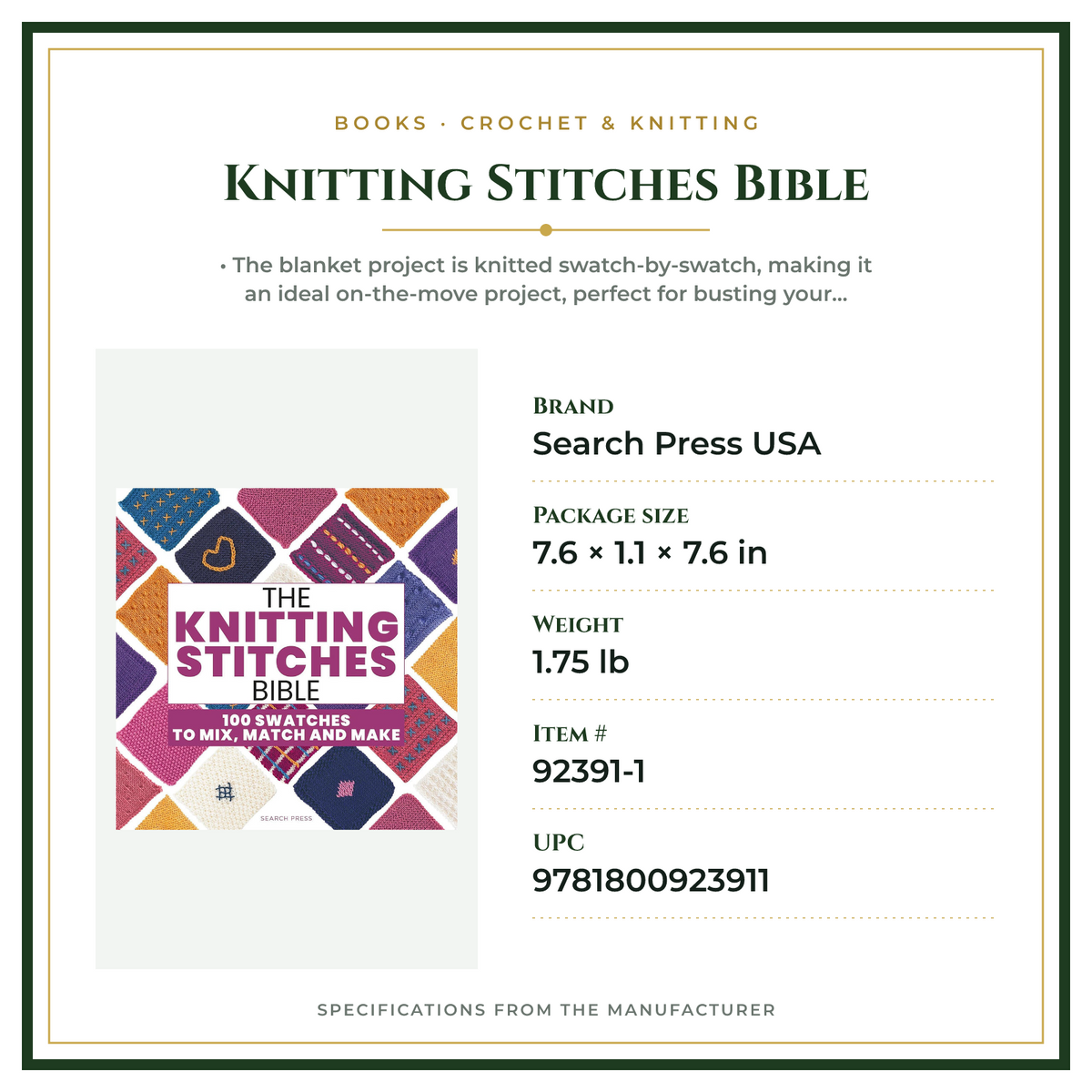 Product Specifications – Knitting Stitches Bible