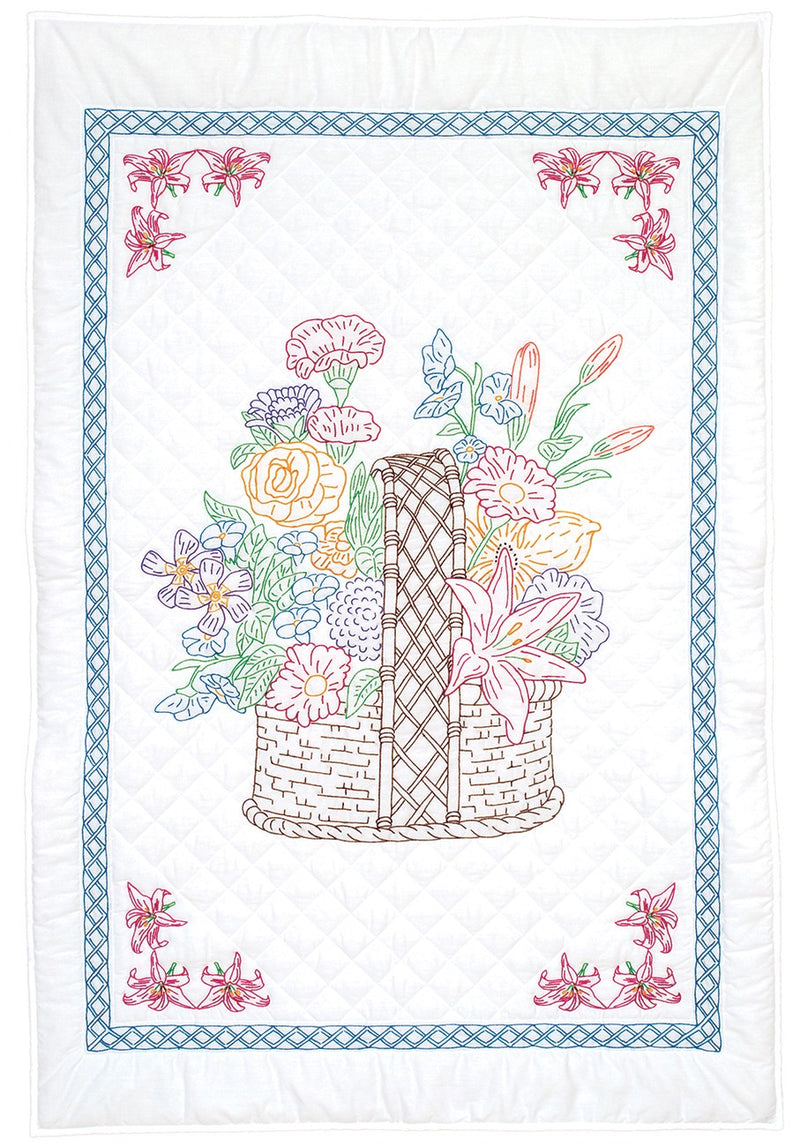 Basket Of Flowers Lap Quilt Top