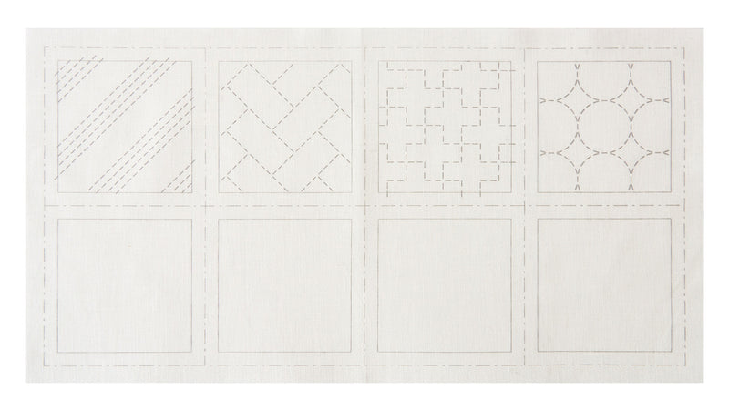 Cosmo Sashiko 100% Cotton Pre-printed Precut Cloth Set For Coasters - White