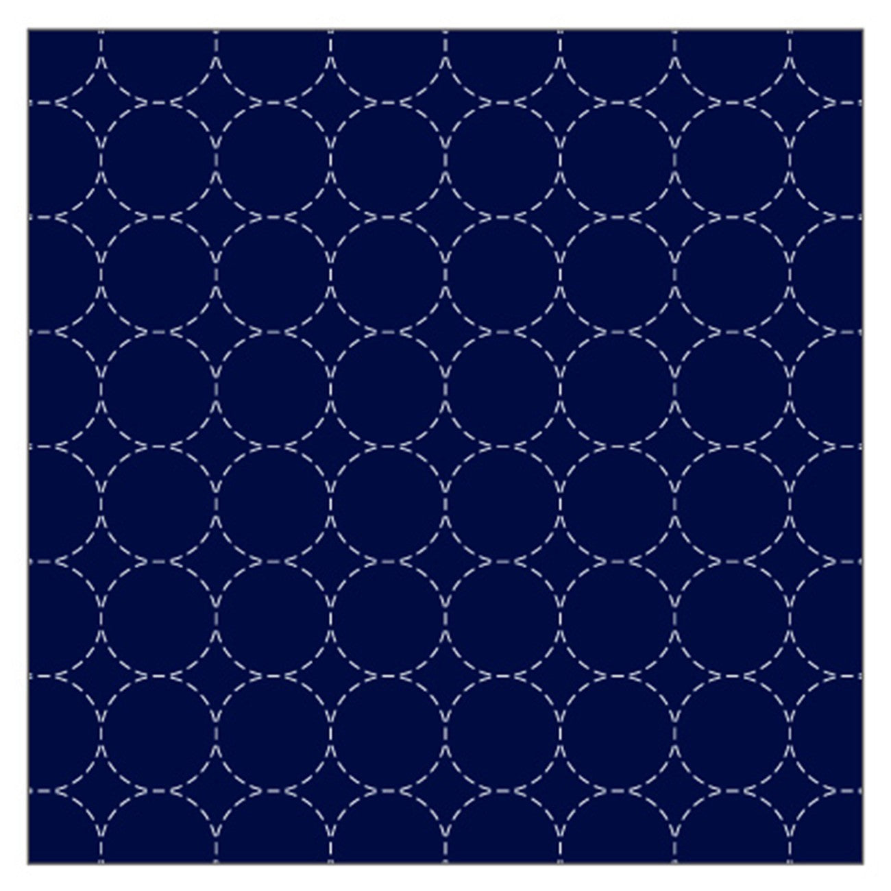 Cosmo Sashiko Cotton & Linen Precut Fabric - Circle Design- Navy