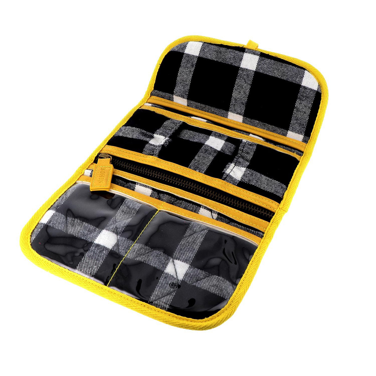 Sewing Storage Yellow and Navy Tartan