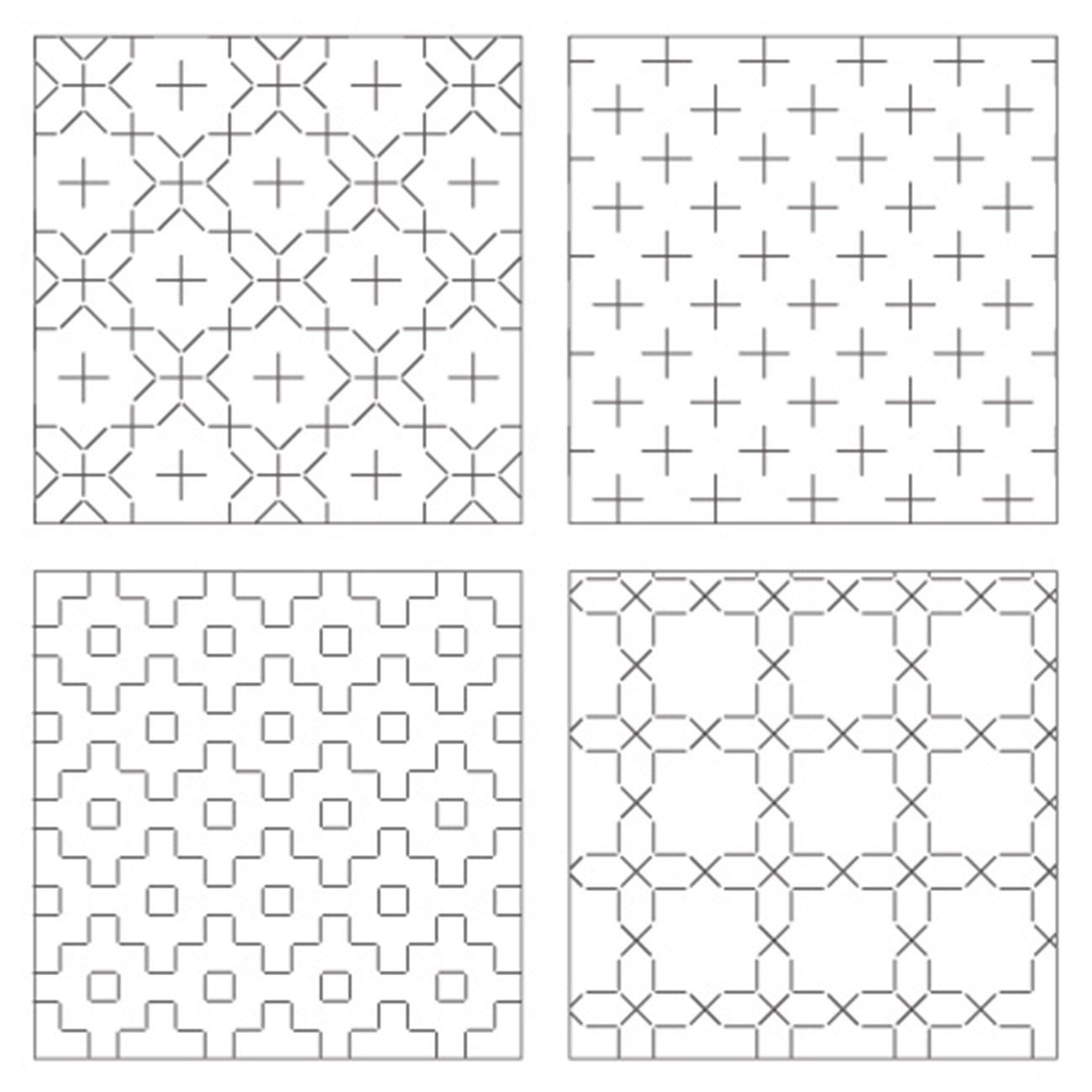 Cosmo Sashiko 100% Cotton Pre-printed Precut Set For Coasters - White