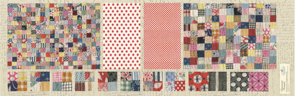 Treasured Threadz® Quilt Block Panel - Postage Stamp Retro