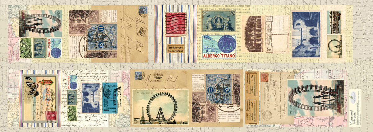 Treasured Threadz® Collage Fabric Panel - Around the World