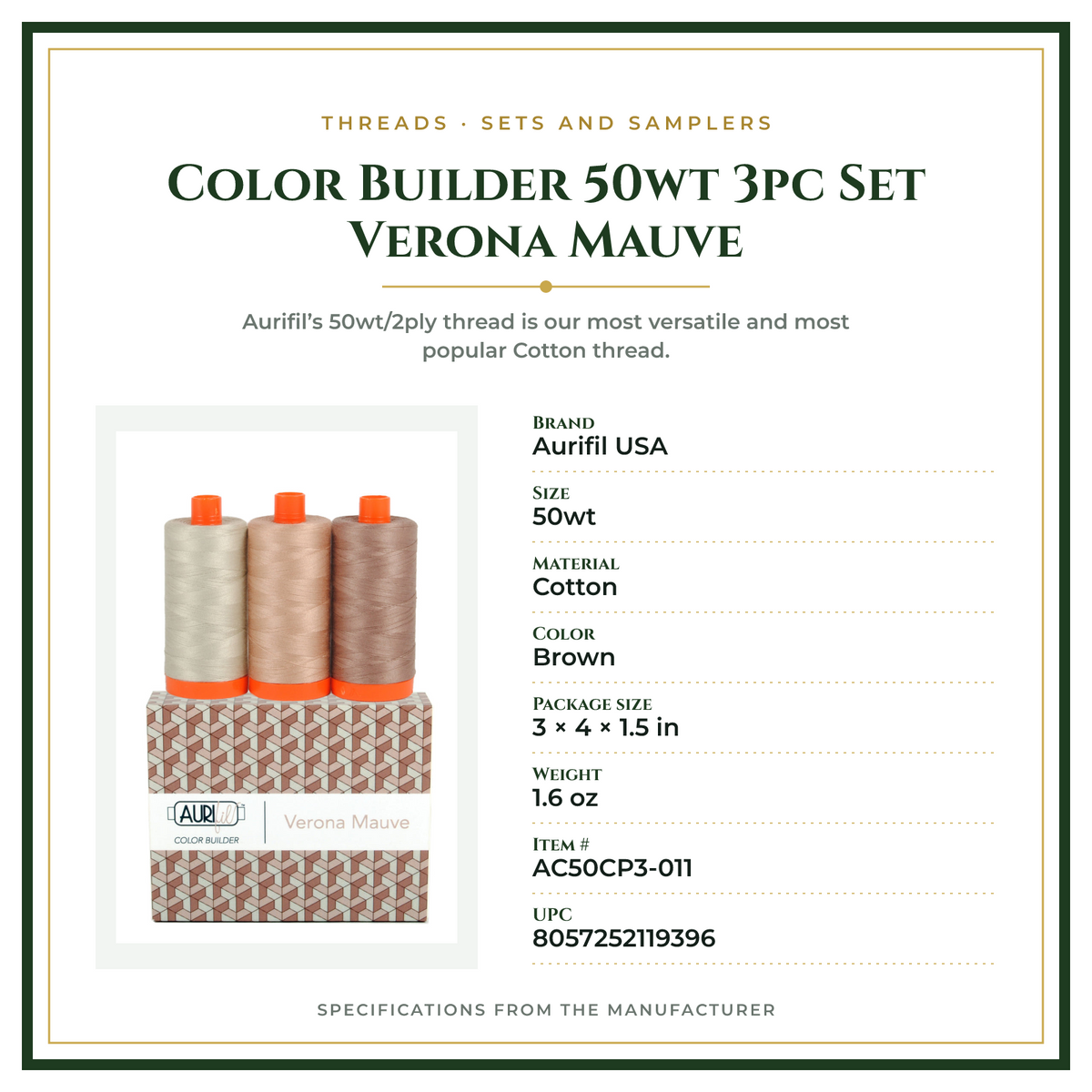 Product Specifications – Color Builder 50wt 3pc Set Verona Mauve