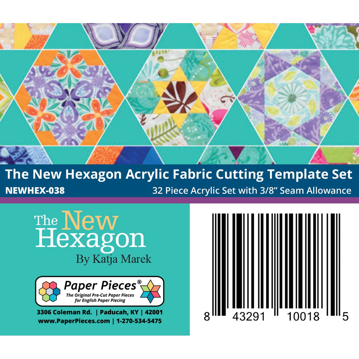Acrylic Fabric Cutting Template Set of Hexagons 32pc