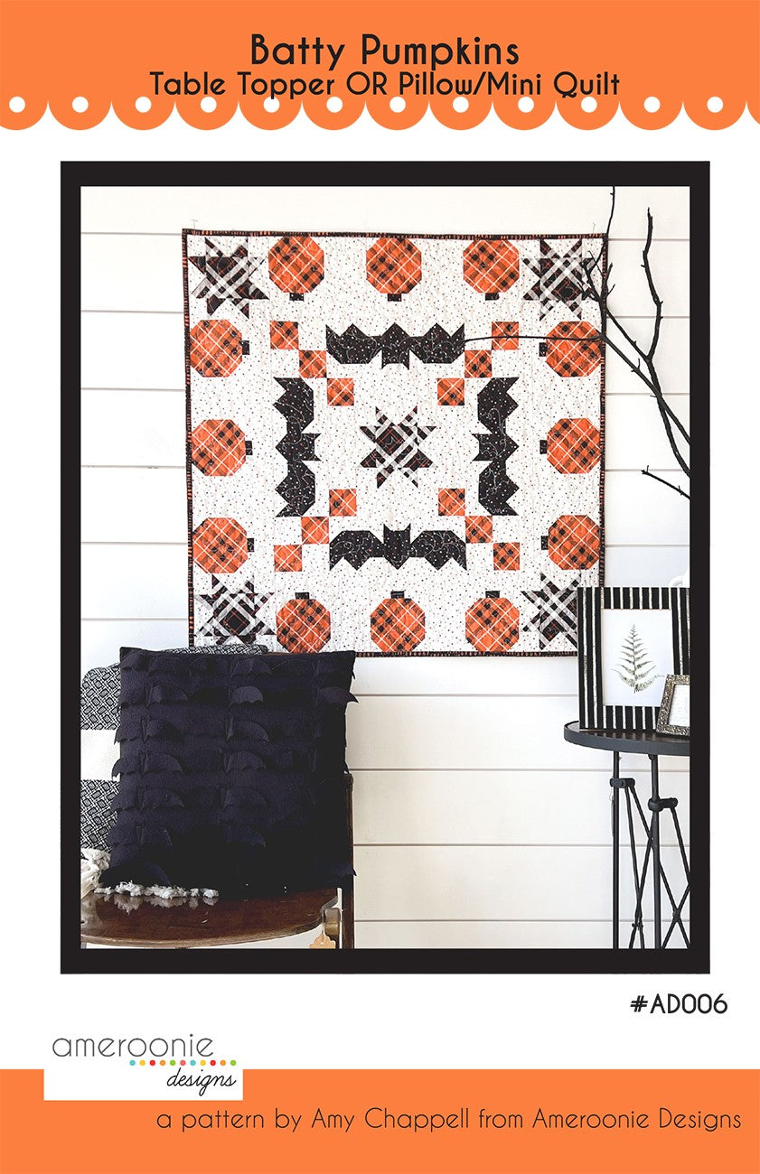 Batty Pumpkins table topper/mini