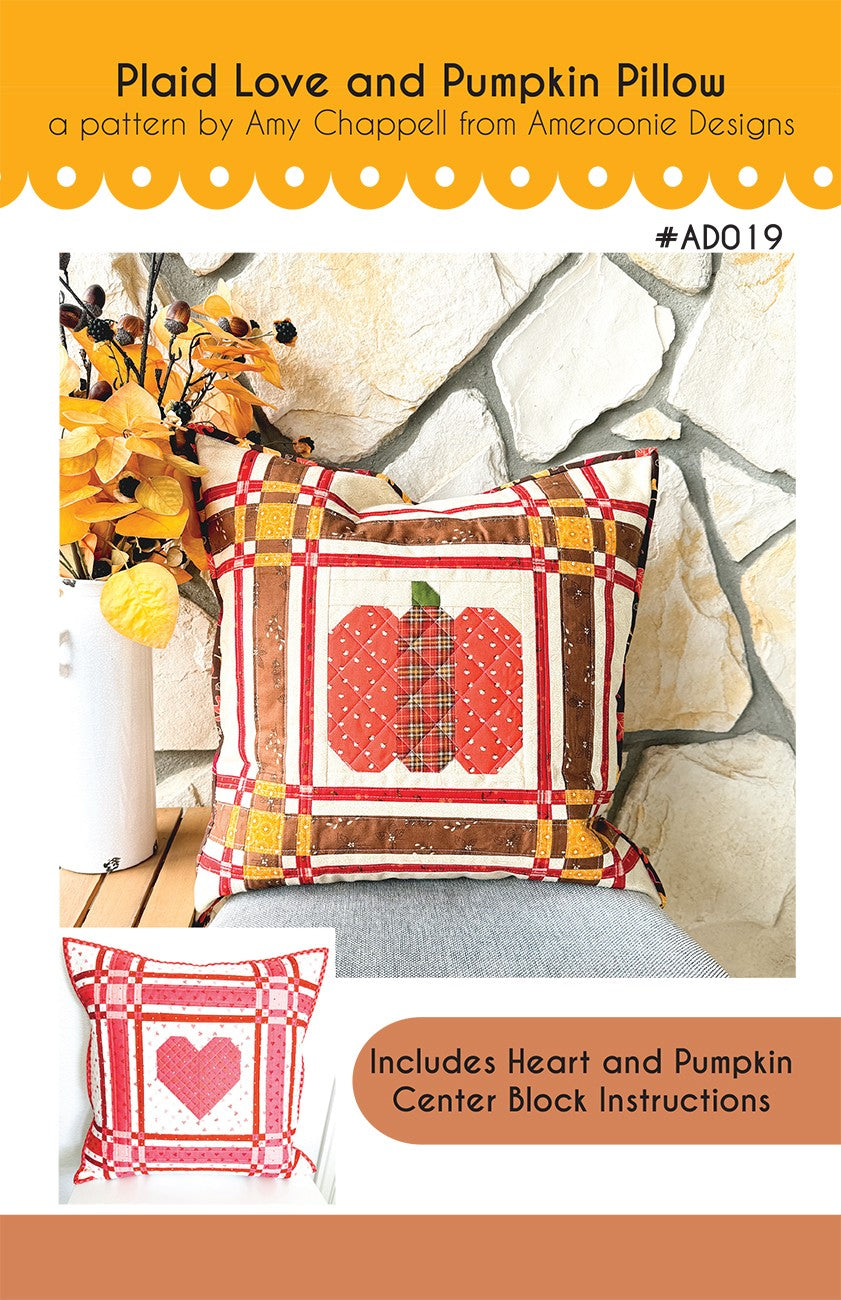 Plaid Love and Pumpkin Pillow