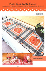 Plaid Love and pumpkin Table Runner
