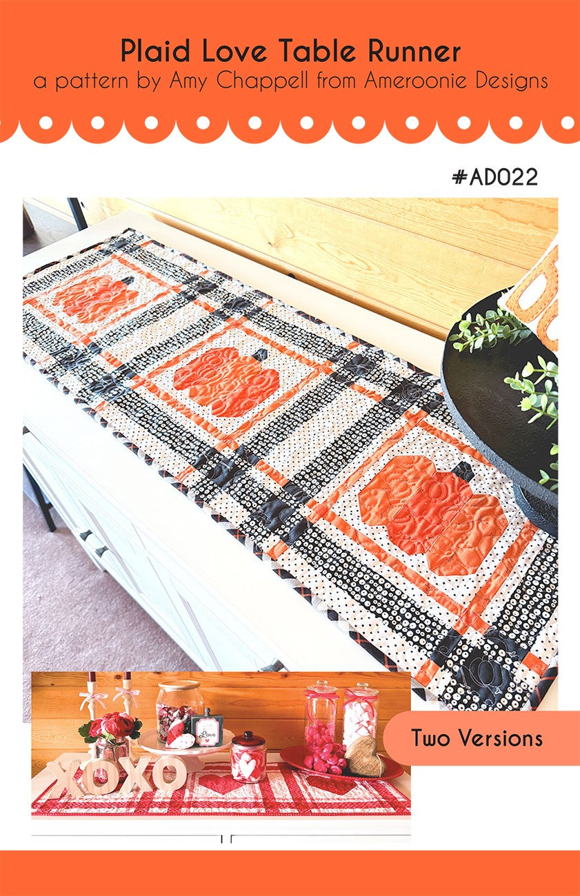 Plaid Love and pumpkin Table Runner