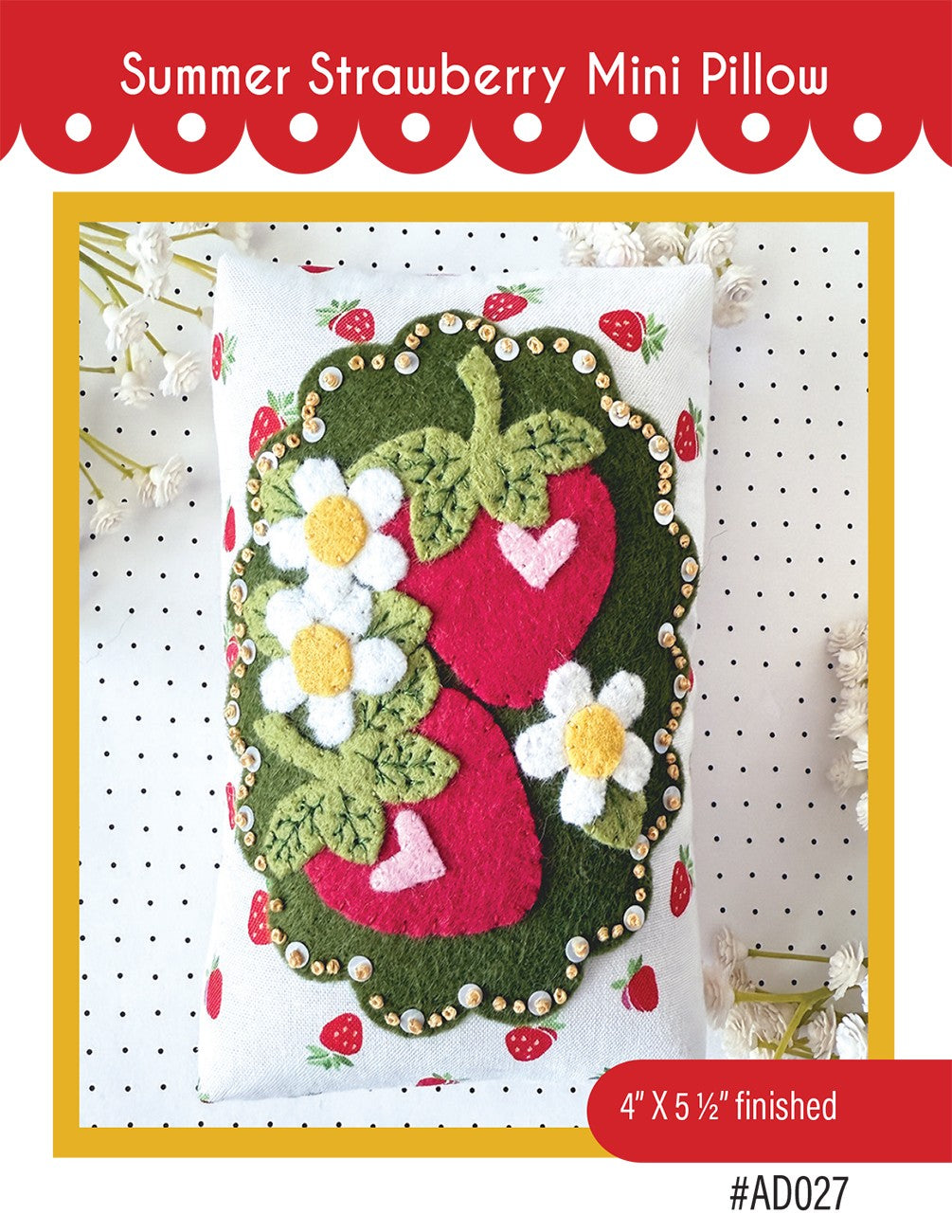 Summer Strawberry Mini Pillow
