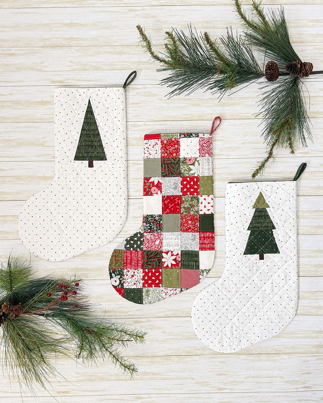 Tree and Patchwork Stockings