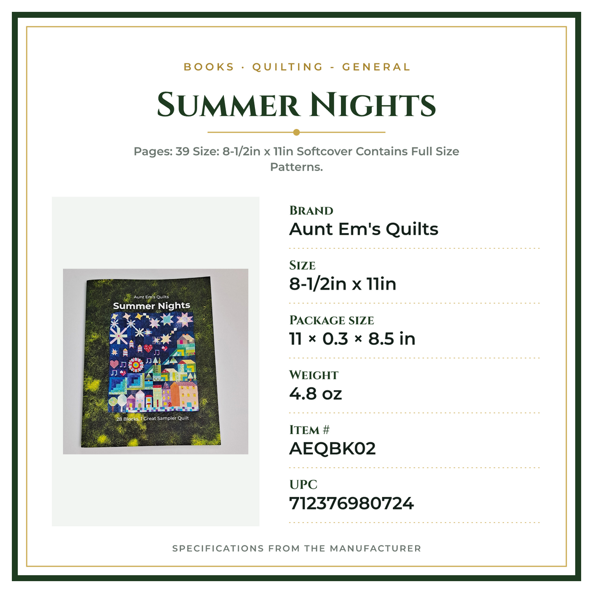 Product Specifications – Summer Nights