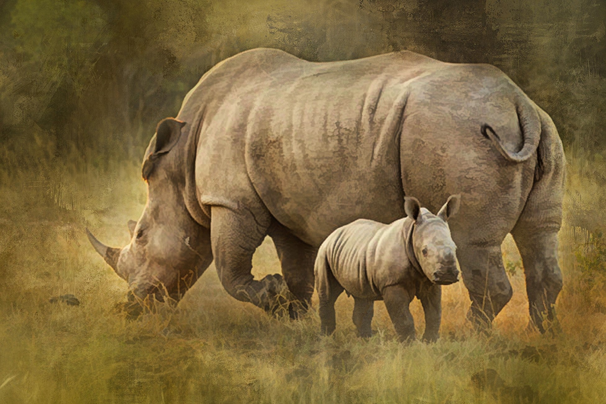 Rhino Family 18in x 12in