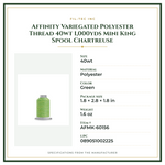 Product Specifications – Affinity Variegated Polyester Thread 40wt 1,000yds Mini King Spool Chartreuse