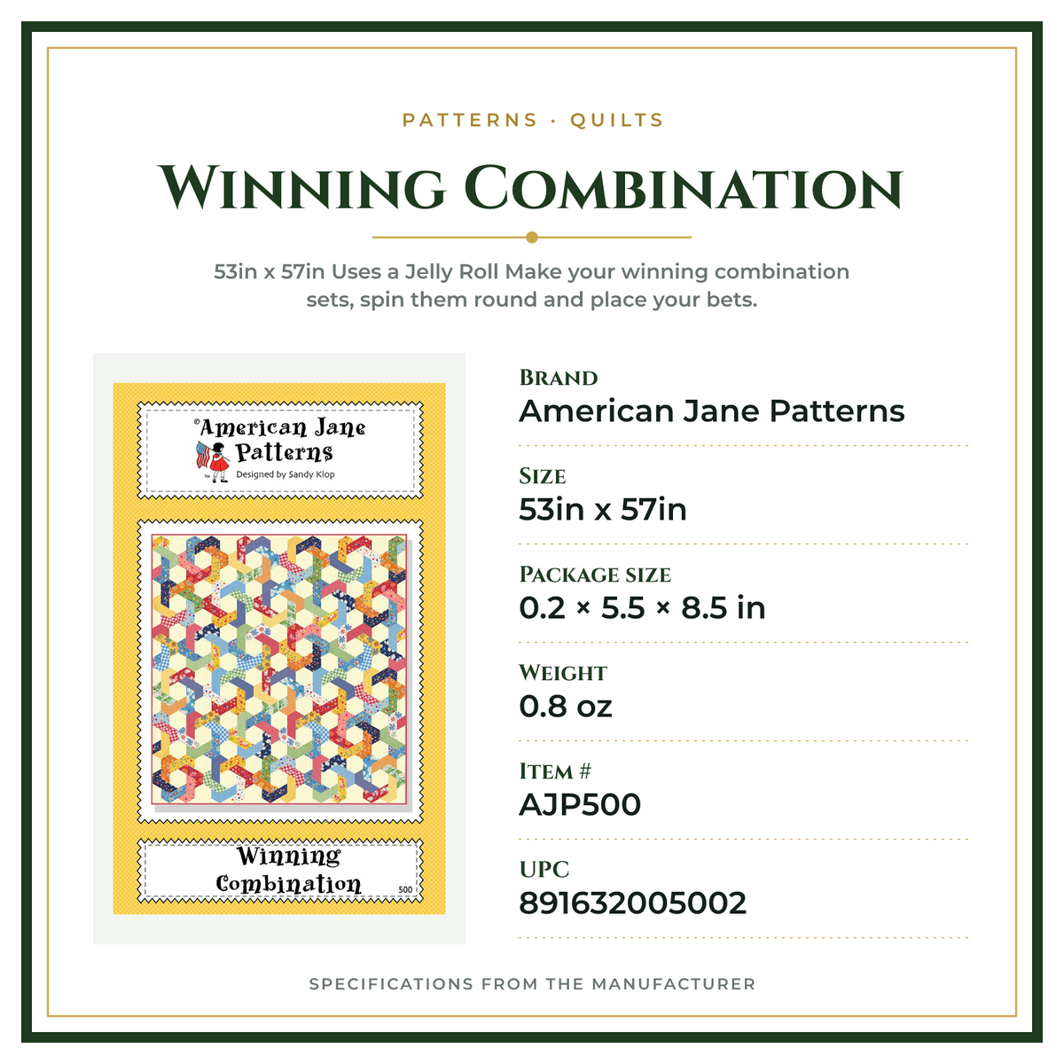 Product Specifications – Winning Combination