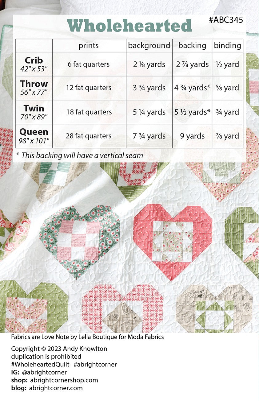 Wholehearted Quilt Pattern