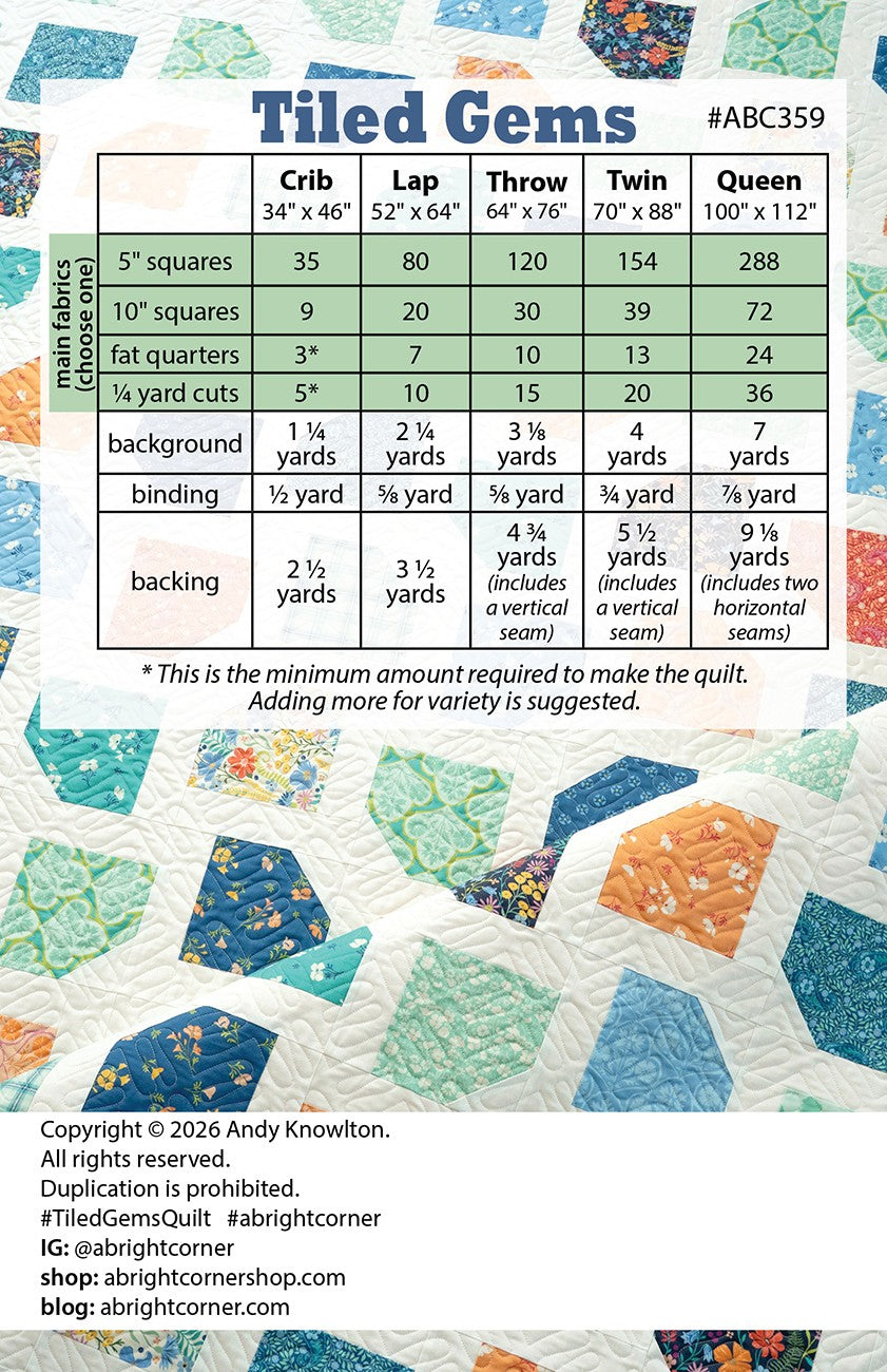 Tiled Gems Quilt Pattern