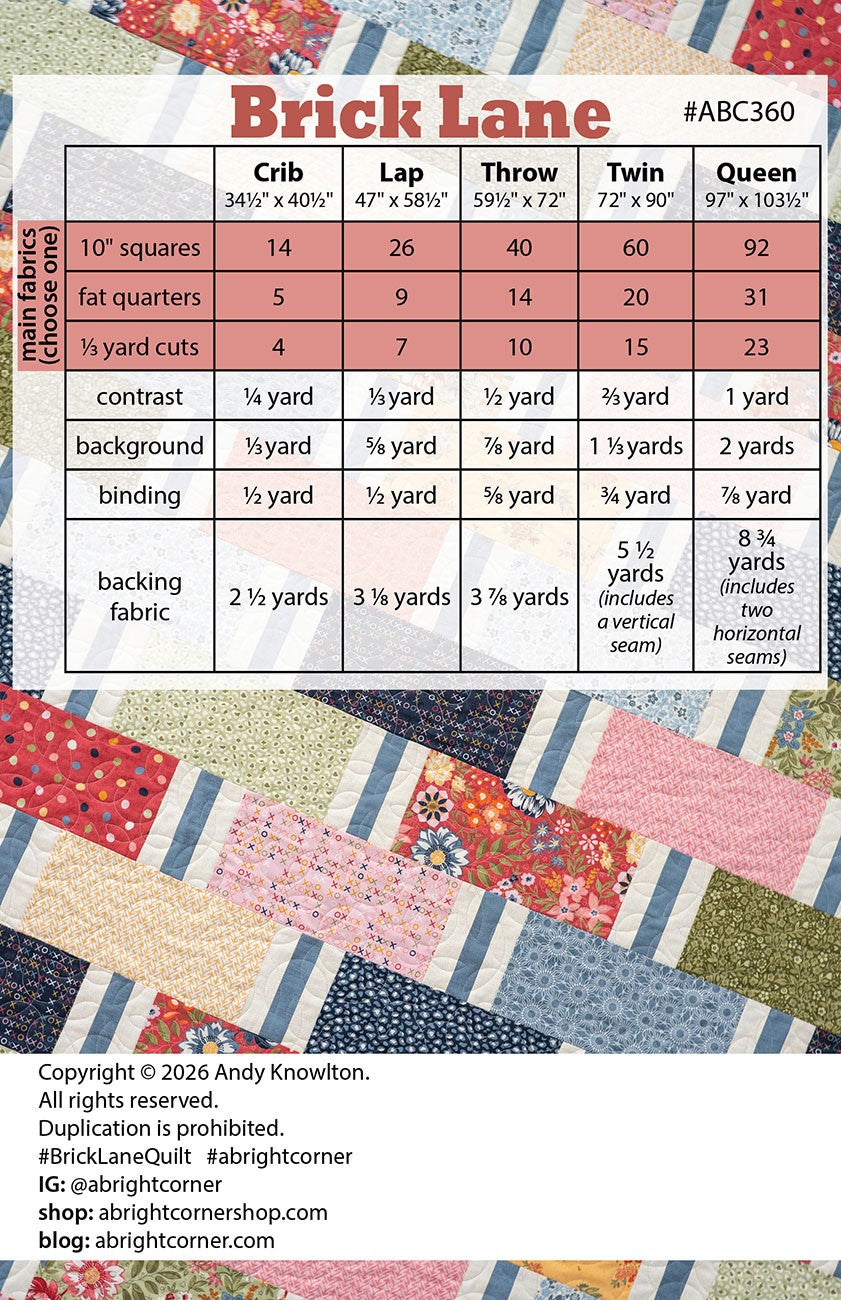 Brick Lane quilt pattern
