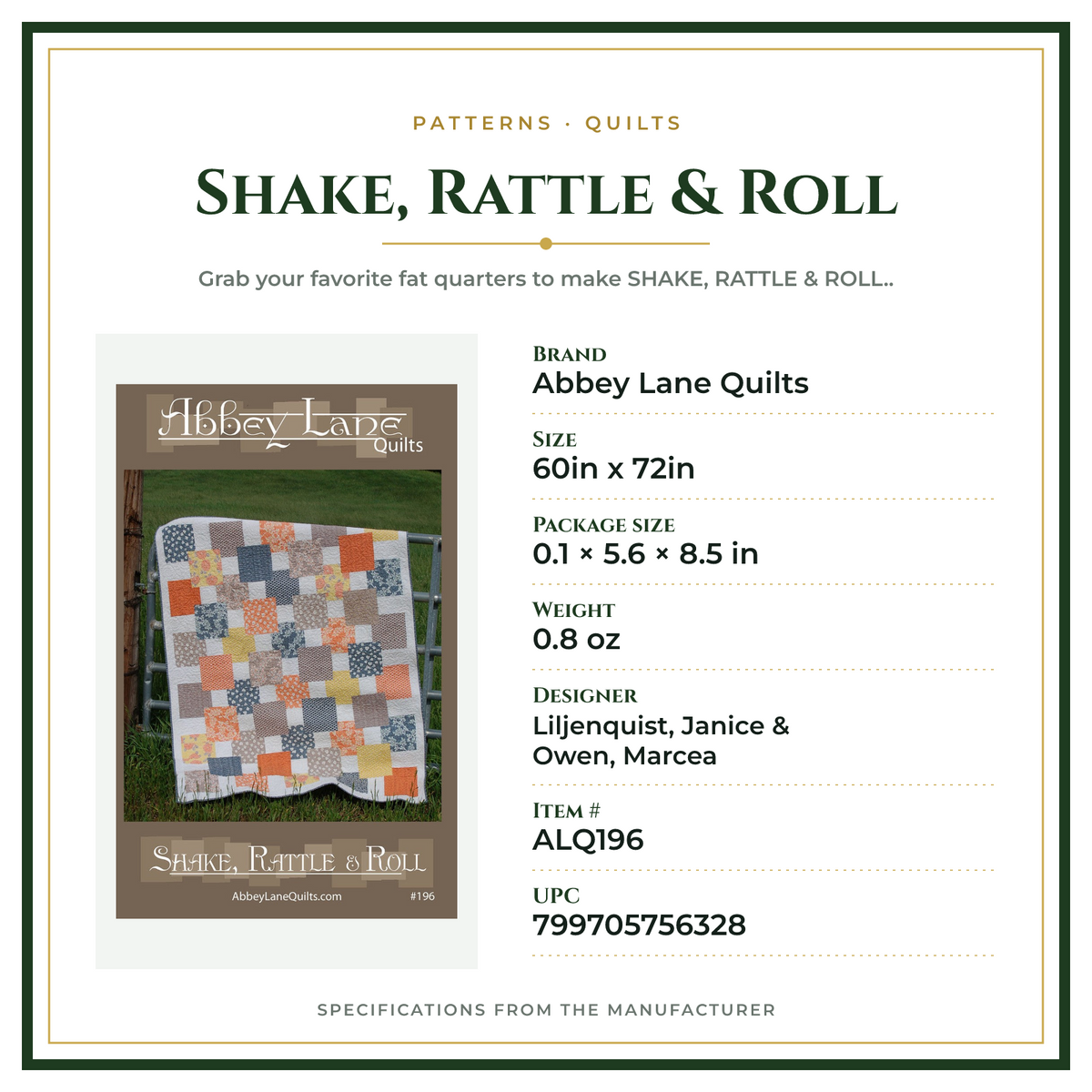 Product Specifications – Shake, Rattle & Roll