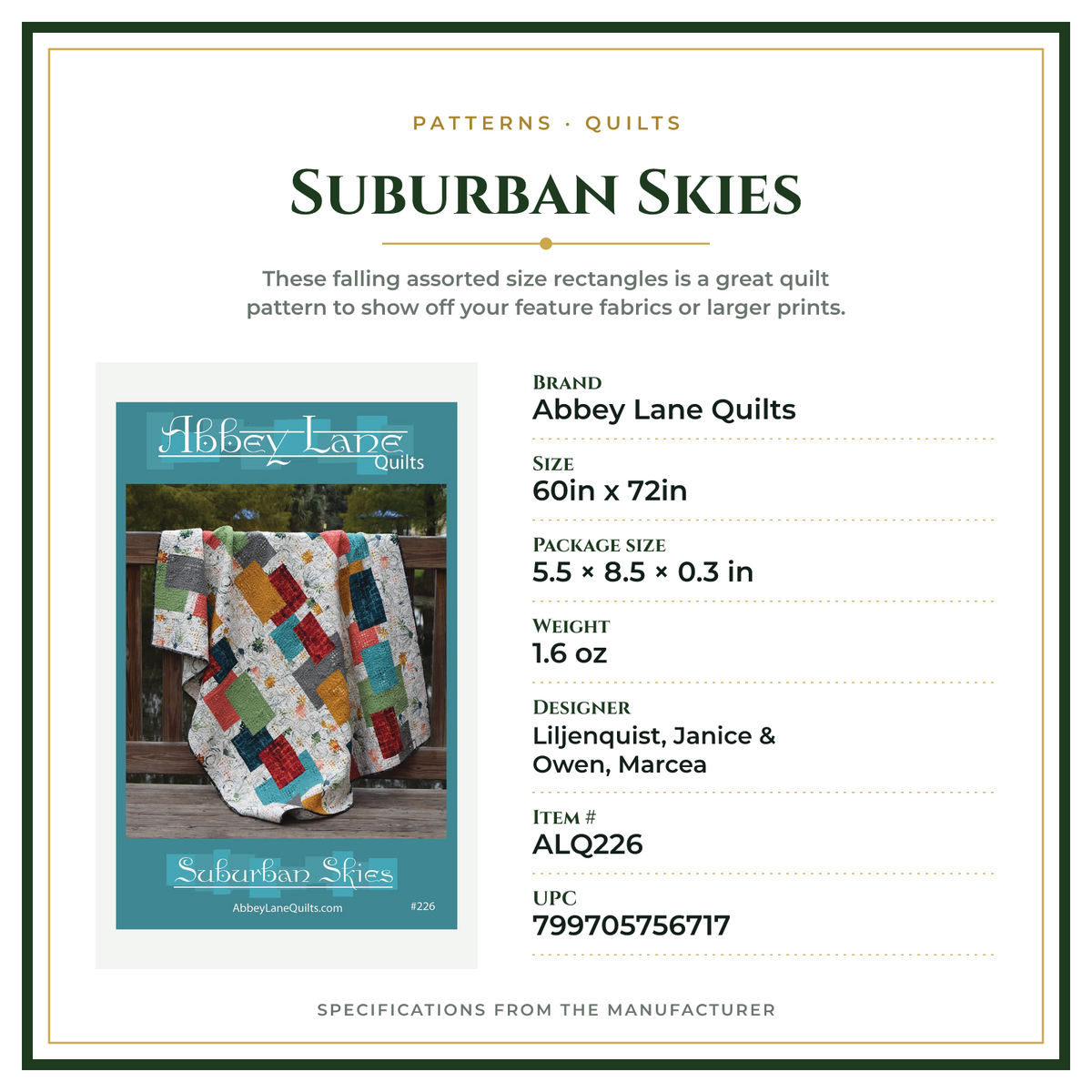 Product Specifications – Suburban Skies