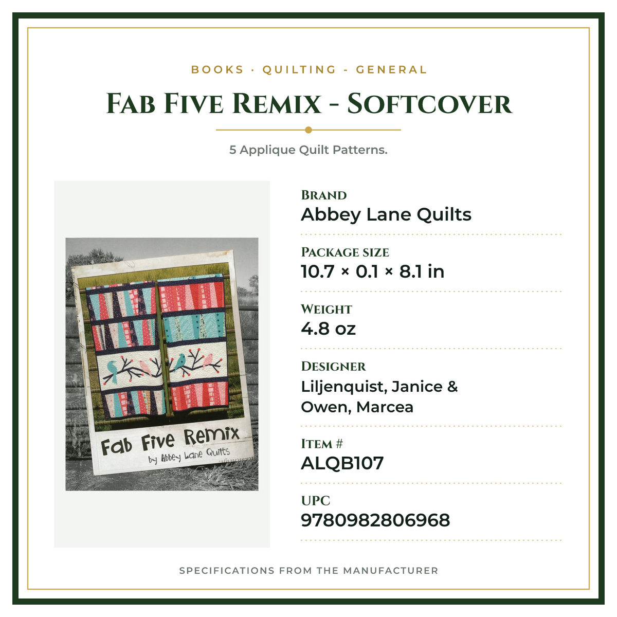 Product Specifications – Fab Five Remix - Softcover