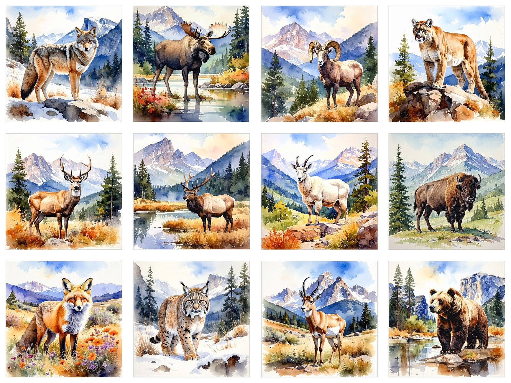 North American Animals 44in x 33in