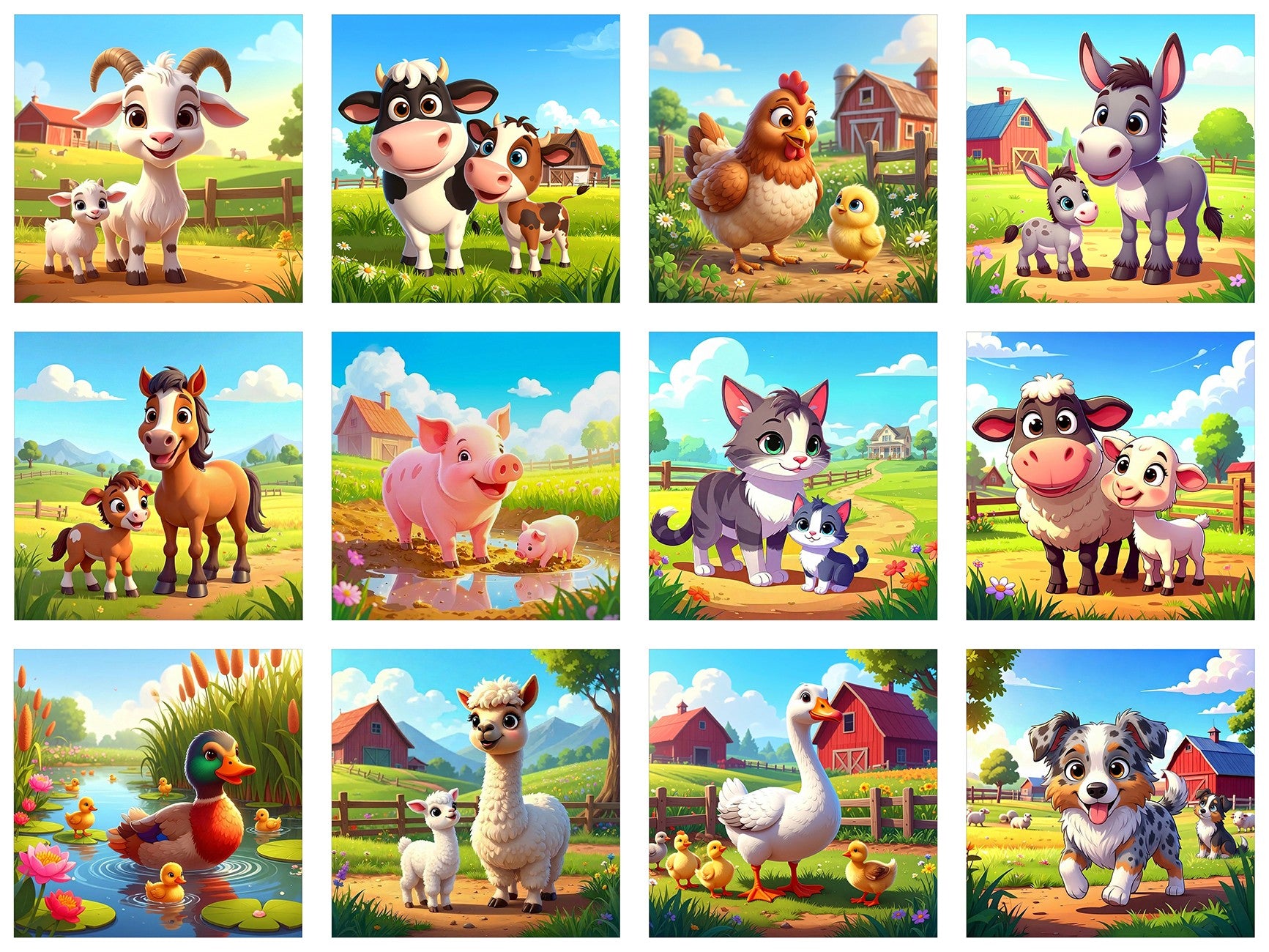 Baby Farm Animals 44in x 33in