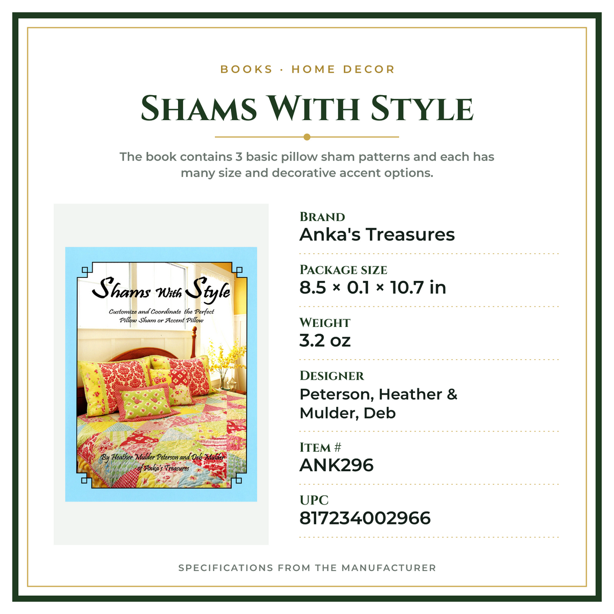 Product Specifications – Shams With Style