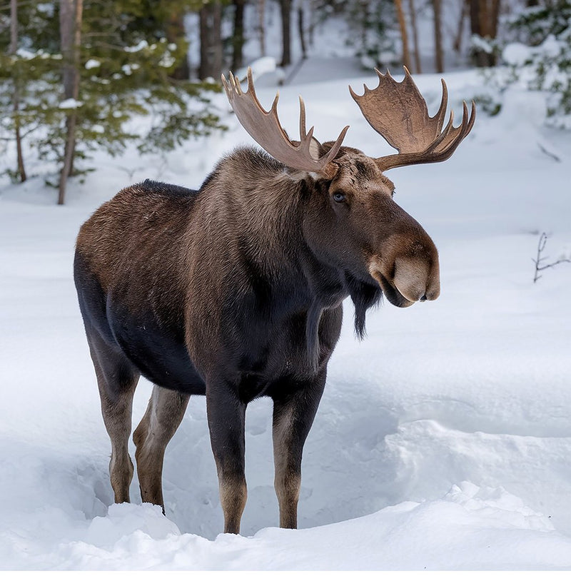 Moose in Snow 20x19.75in Panel