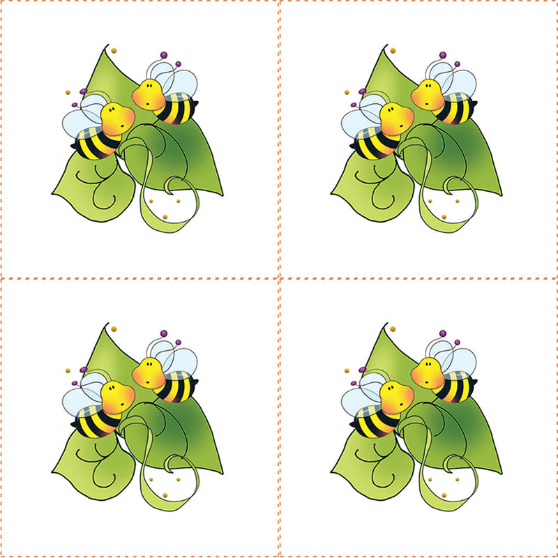 Bees Leaves 3in Fabric Panels