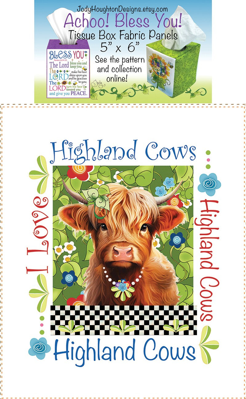 Highland Cow Tissue Box Panel