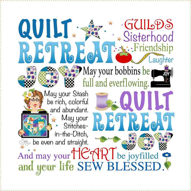 Fabric Art Panel 6in Quilt Retreat JOY