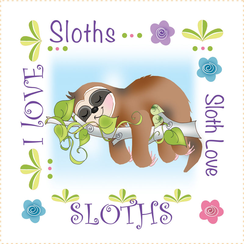 Fabric Art Panel 6in Sloth Love