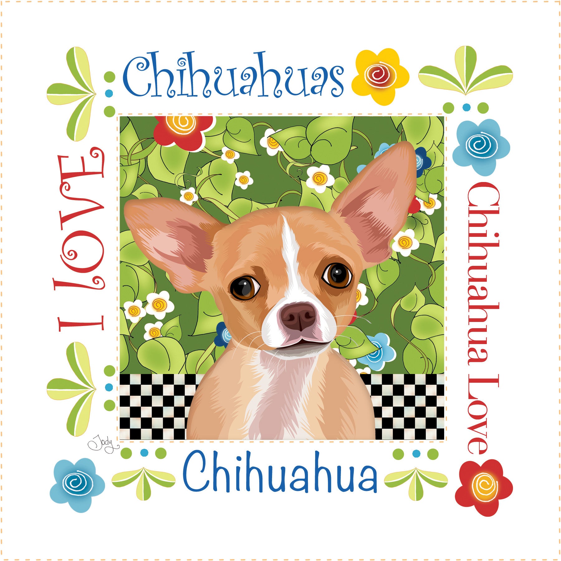Fabric Art Panel 6in Chihuahua