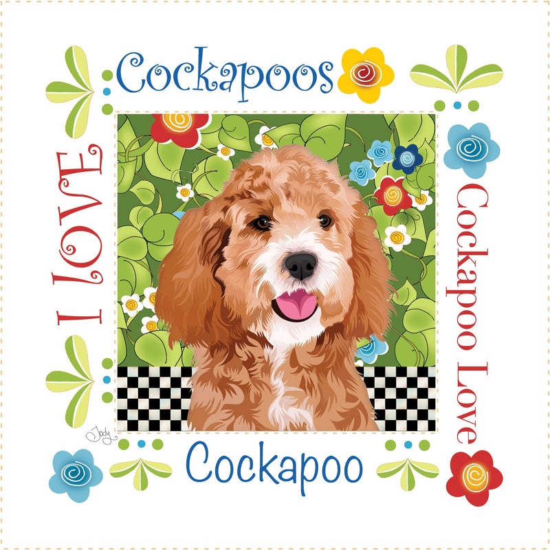 Fabric Art Panel 6in Cockapoo