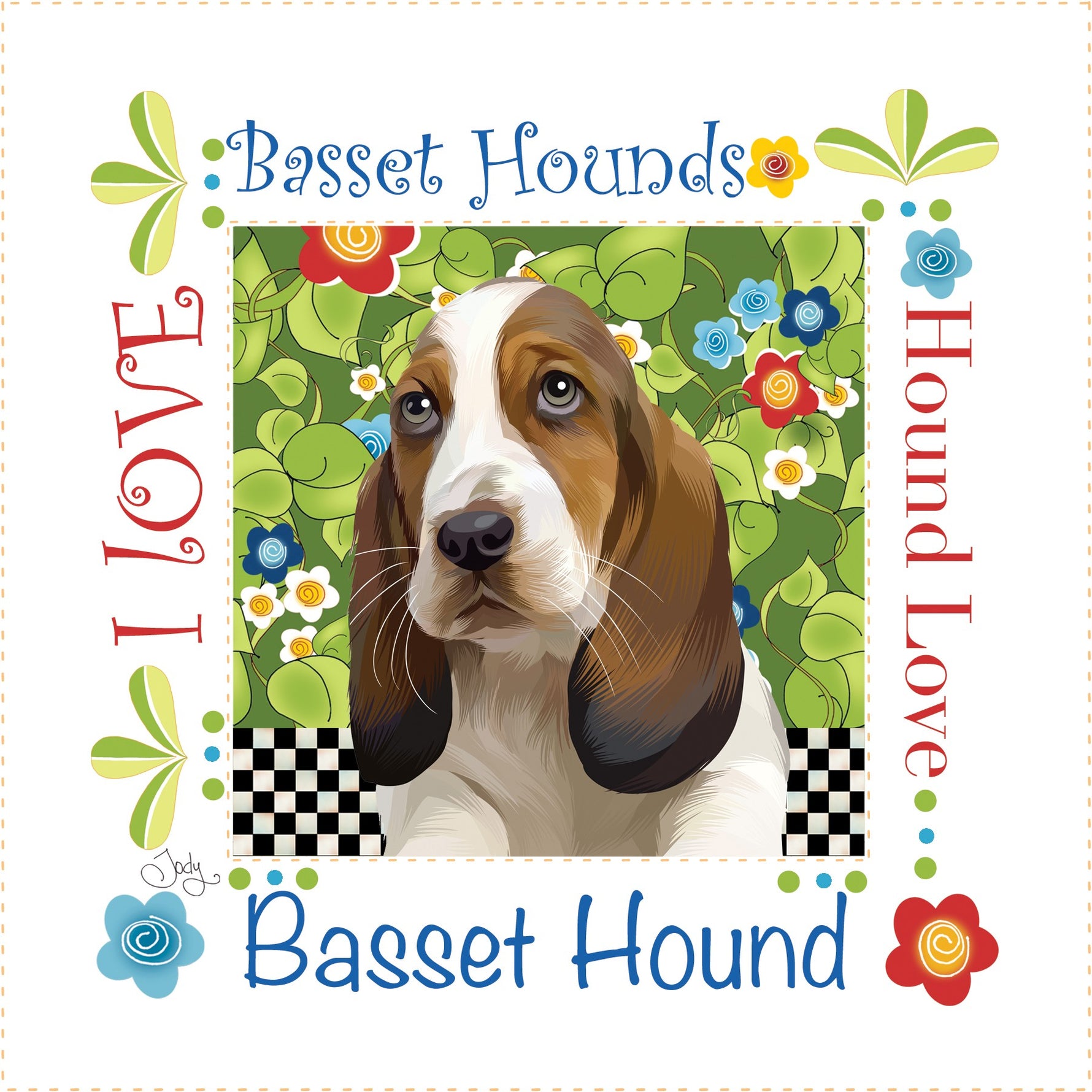 Art Panel 6in Basset Hound